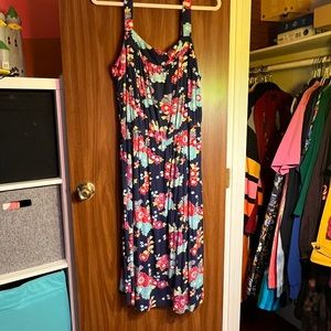 ModCloth floral tank dress with elastic waist, size 2XL, GUC